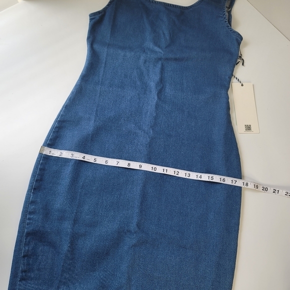 NWT iris chambray stretch denim mini dress contour bodycon 90s Vintage - Picture 9 of 10